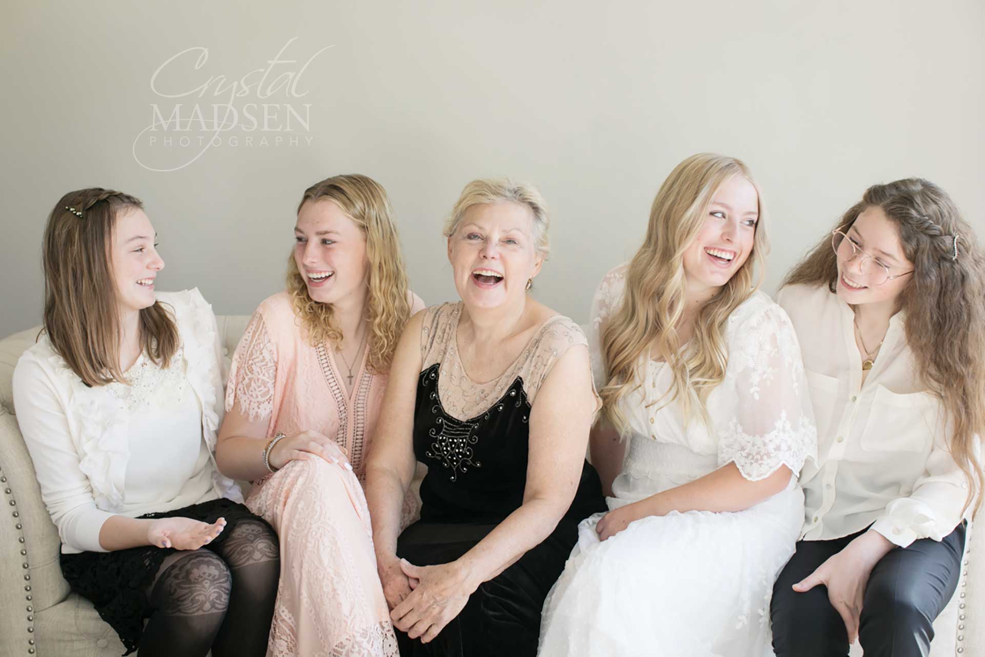granddaughters laughing with their beautiful grandmother spokane