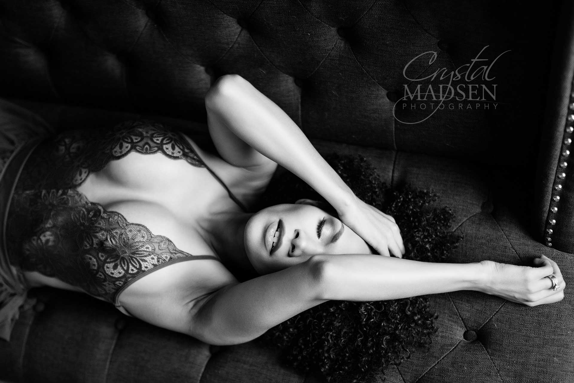 sexy boudoir black and white photo